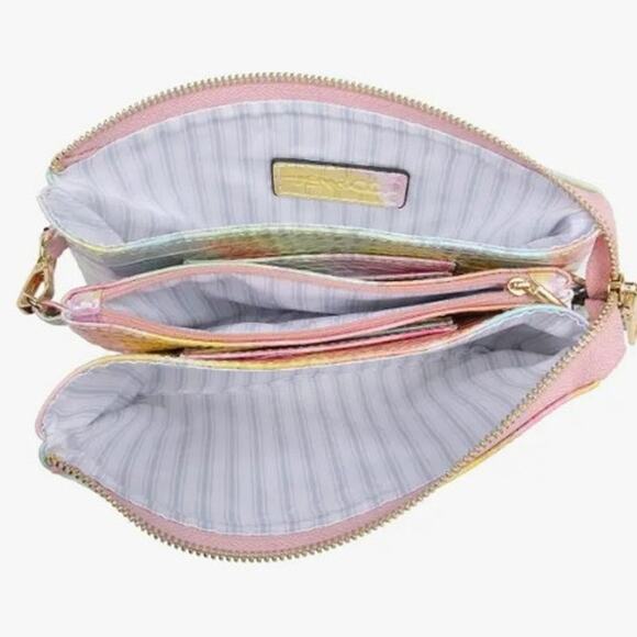 Pink Yellow Tie Dye 3 Compartment Crossbody Wristlet - Picture 4 of 4